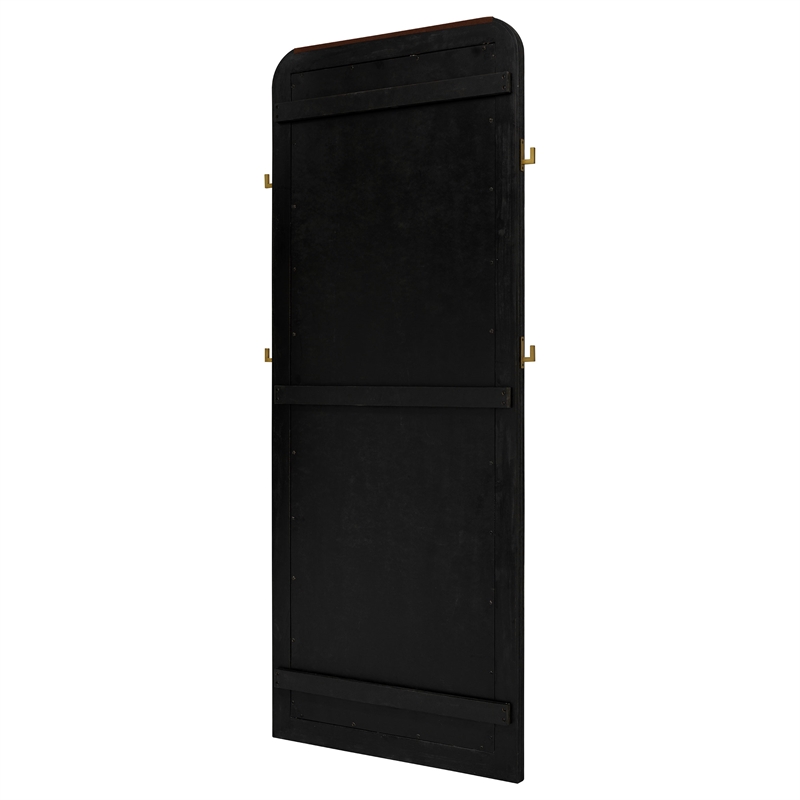 Pemberly Row Cane Weave Full Length Standing Floor Mirror in Black