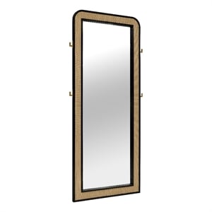 Pemberly Row Cane Weave Full Length Standing Floor Mirror in Black