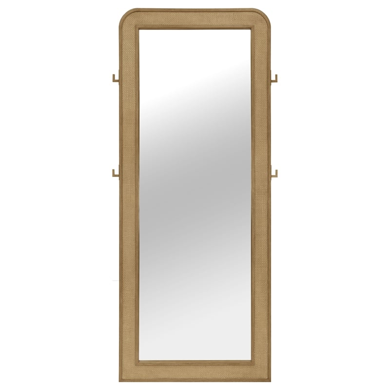 Pemberly Row Cane Weave Full Length Standing Floor Mirror in Sand Wash