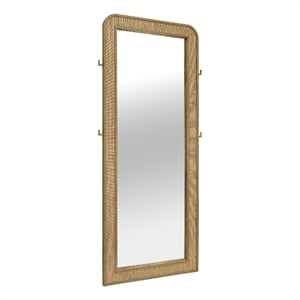 Pemberly Row Cane Weave Full Length Standing Floor Mirror in Sand Wash