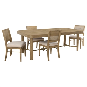 Pemberly Row 5-Piece Extension Leaf Dining Table Set in Sand Wash