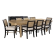 Pemberly Row 7-Piece Extension Leaf Dining Table Set in Sand Wash and Black