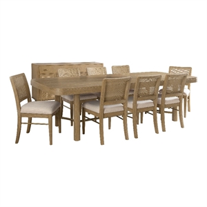 Pemberly Row 7-Piece Extension Leaf Dining Table Set in Sand Wash