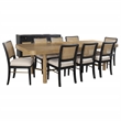 Pemberly Row 9-Piece Extension Leaf Dining Table Set in Sand Wash and Black