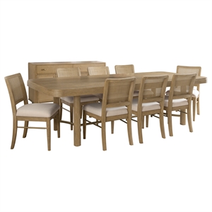 Pemberly Row 9-Piece Extension Leaf Dining Table Set in Sand Wash