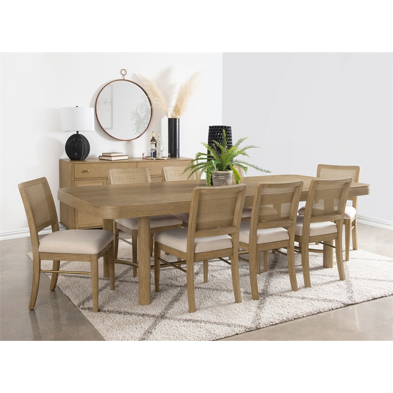 Pemberly Row 9-Piece Extension Leaf Dining Table Set in Sand Wash