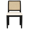 Pemberly Row Rattan Cane Upholstered Dining Side Chair Set of 2 in Black