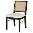 Pemberly Row Rattan Cane Upholstered Dining Side Chair Set of 2 in Black