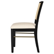 Pemberly Row Rattan Cane Upholstered Dining Side Chair Set of 2 in Black
