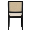Pemberly Row Rattan Cane Upholstered Dining Side Chair Set of 2 in Black
