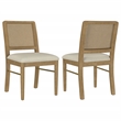Pemberly Row Rattan Cane Wood Dining Side Chair Set of 2 in Sand Wash