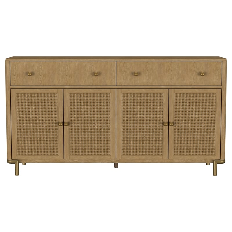 Pemberly Row 65-Inch 2-Drawer Cane Door Dining Sideboard in Sand Wash