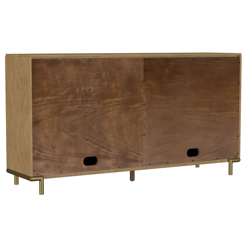 Pemberly Row 65-Inch 2-Drawer Cane Door Dining Sideboard in Sand Wash