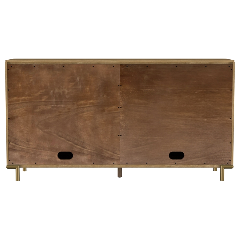 Pemberly Row 65-Inch 2-Drawer Cane Door Dining Sideboard in Sand Wash