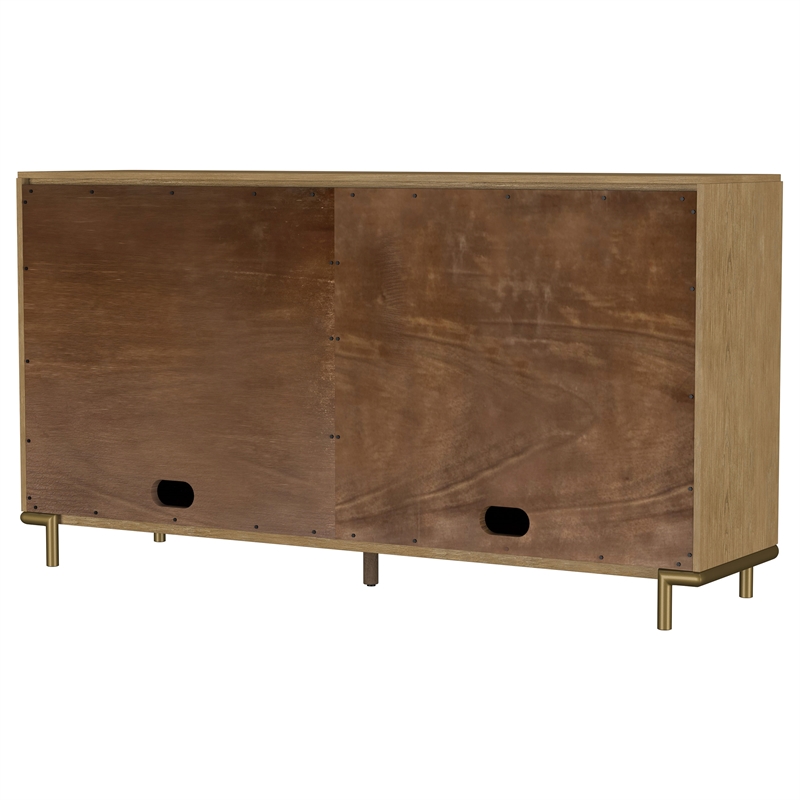 Pemberly Row 65-Inch 2-Drawer Cane Door Dining Sideboard in Sand Wash