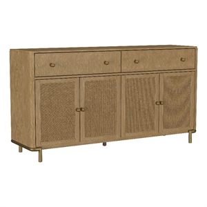 Pemberly Row 65-Inch 2-Drawer Cane Door Dining Sideboard in Sand Wash