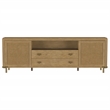 Pemberly Row Rattan Cane 2-Door TV Stand Media Console in Sand Wash