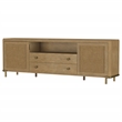 Pemberly Row Rattan Cane 2-Door TV Stand Media Console in Sand Wash