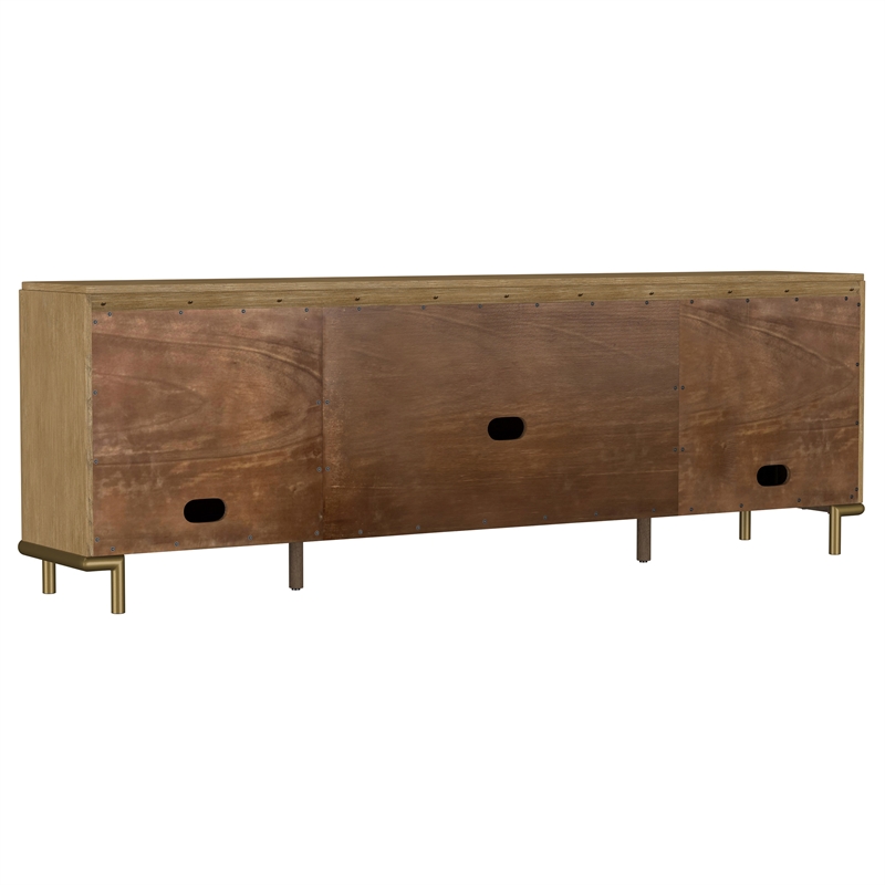 Pemberly Row Rattan Cane 2-Door TV Stand Media Console in Sand Wash