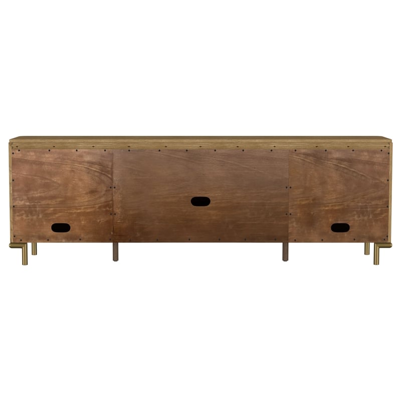 Pemberly Row Rattan Cane 2-Door TV Stand Media Console in Sand Wash