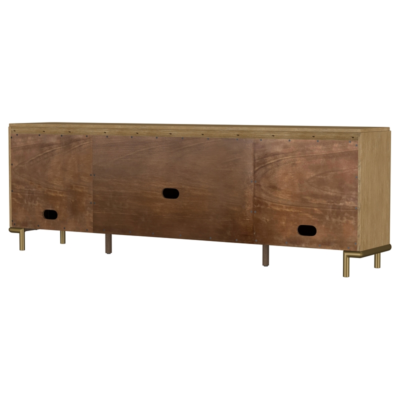 Pemberly Row Rattan Cane 2-Door TV Stand Media Console in Sand Wash