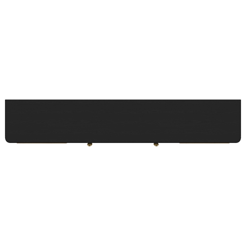 Pemberly Row Rattan Cane 2-Door TV Stand Media Console in Black