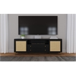 Pemberly Row Rattan Cane 2-Door TV Stand Media Console in Black