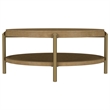Pemberly Row Round Wood Coffee Table with Storage Shelf in Sand Wash