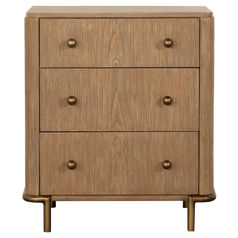 Pemberly Row 3-Drawer Nightstand with Dual USB Ports in Sand Wash