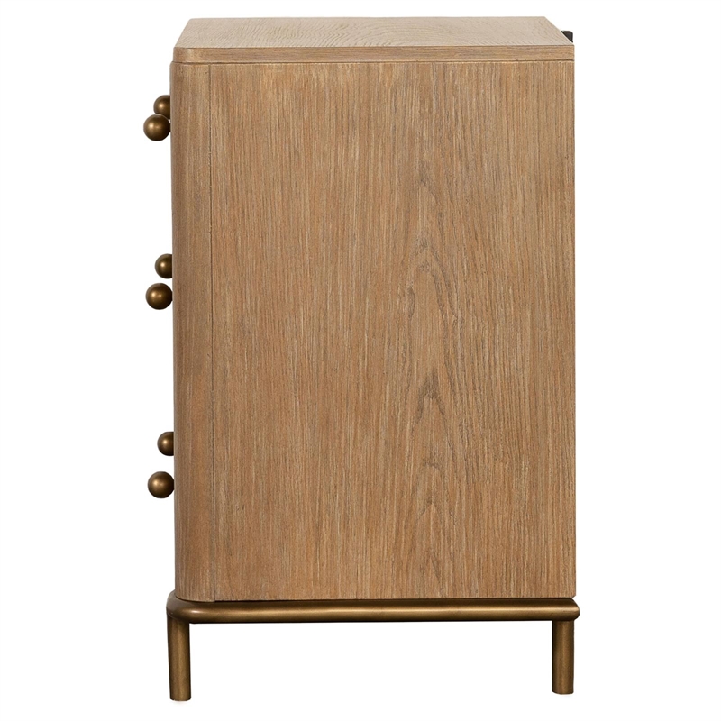 Pemberly Row 3-Drawer Nightstand with Dual USB Ports in Sand Wash