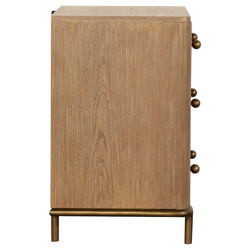 Pemberly Row 3-Drawer Nightstand with Dual USB Ports in Sand Wash