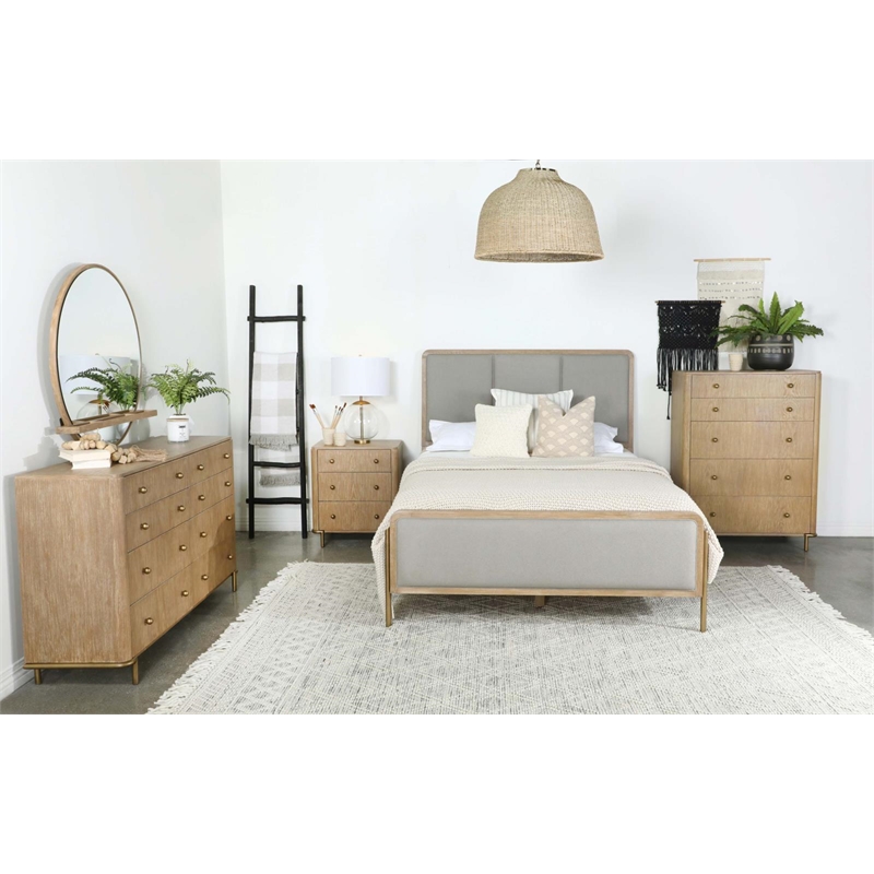 Pemberly Row 3-Drawer Nightstand with Dual USB Ports in Sand Wash