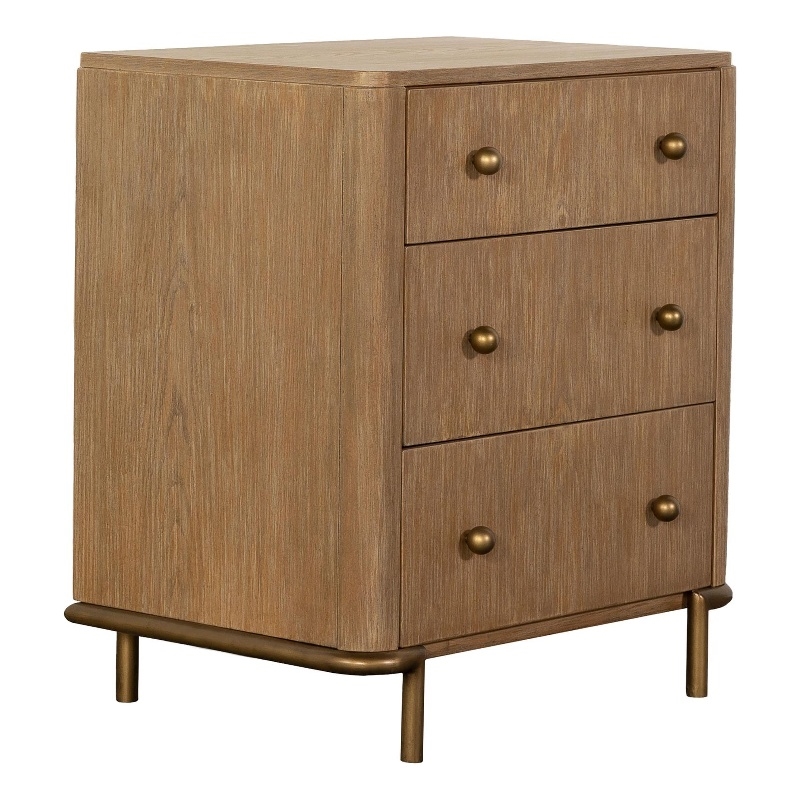 Pemberly Row 3-Drawer Nightstand with Dual USB Ports in Sand Wash