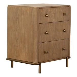 Pemberly Row 3-Drawer Nightstand with Dual USB Ports in Sand Wash