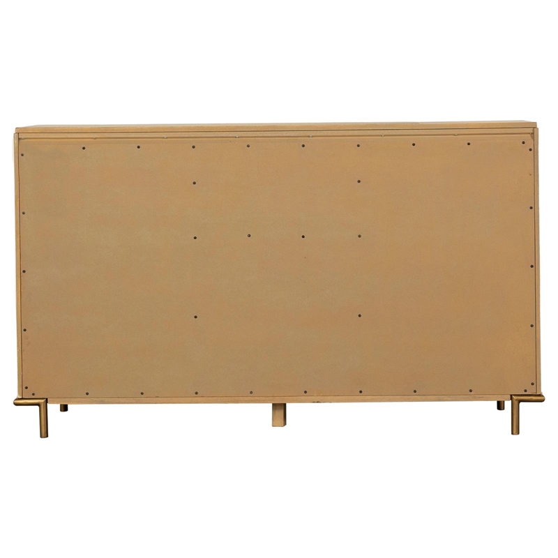 Pemberly Row 8-Drawer Dresser with Aged Brass Knobs in Sand Wash