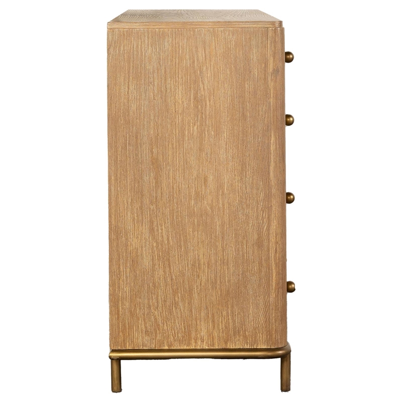 Pemberly Row 8-Drawer Dresser with Aged Brass Knobs in Sand Wash