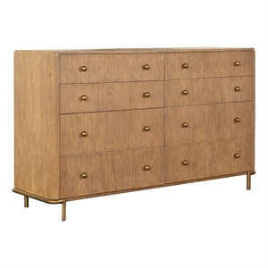 Pemberly Row 8-Drawer Dresser with Aged Brass Knobs in Sand Wash