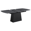 Pemberly Row 73-Inch Faux Marble Extension Leaf Dining Table in Black