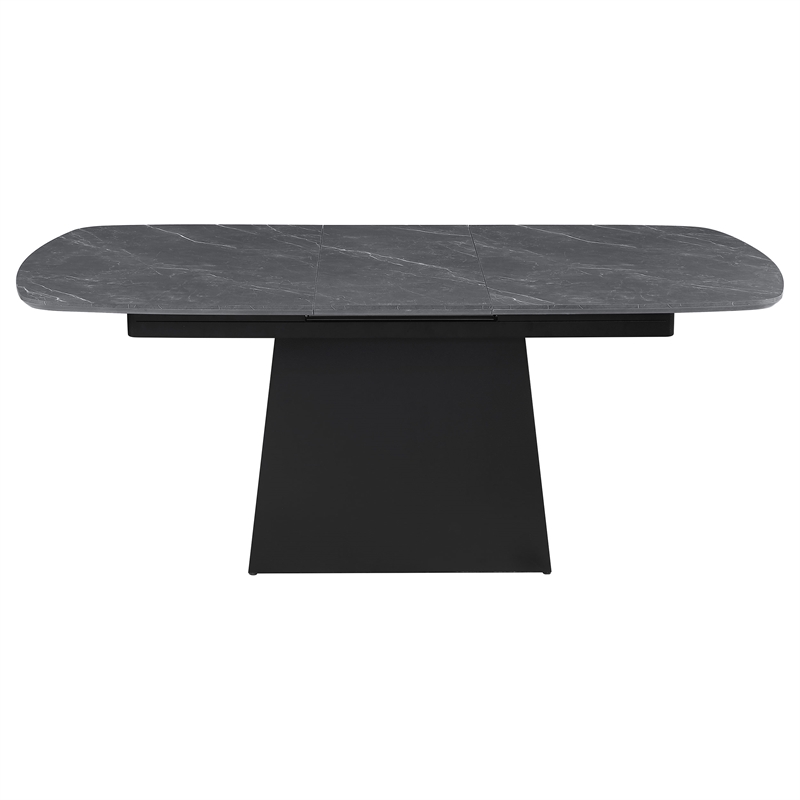 Pemberly Row 73-Inch Faux Marble Extension Leaf Dining Table in Black
