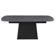 Pemberly Row 73-Inch Faux Marble Extension Leaf Dining Table in Black