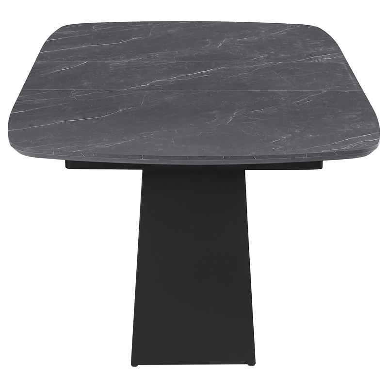 Pemberly Row 73-Inch Faux Marble Extension Leaf Dining Table in Black