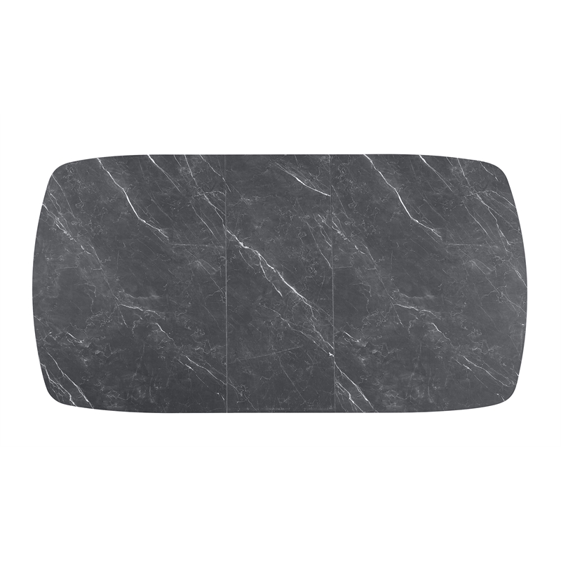 Pemberly Row 73-Inch Faux Marble Extension Leaf Dining Table in Black