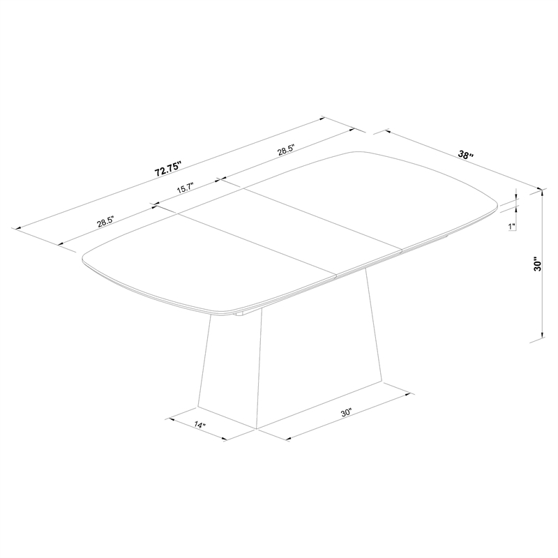 Pemberly Row 73-Inch Faux Marble Extension Leaf Dining Table in Black