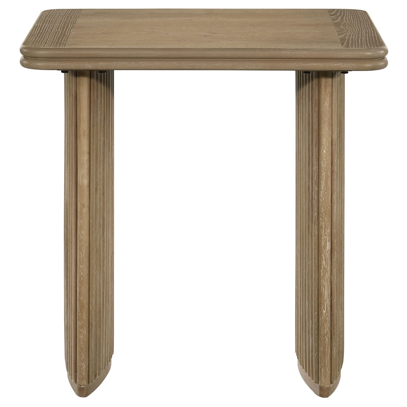 Pemberly Row Square Wood Side End Table in Distressed Light Brown