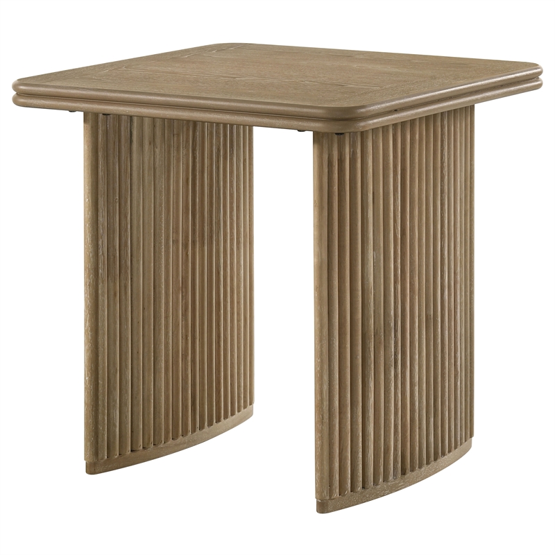 Pemberly Row Square Wood Side End Table in Distressed Light Brown
