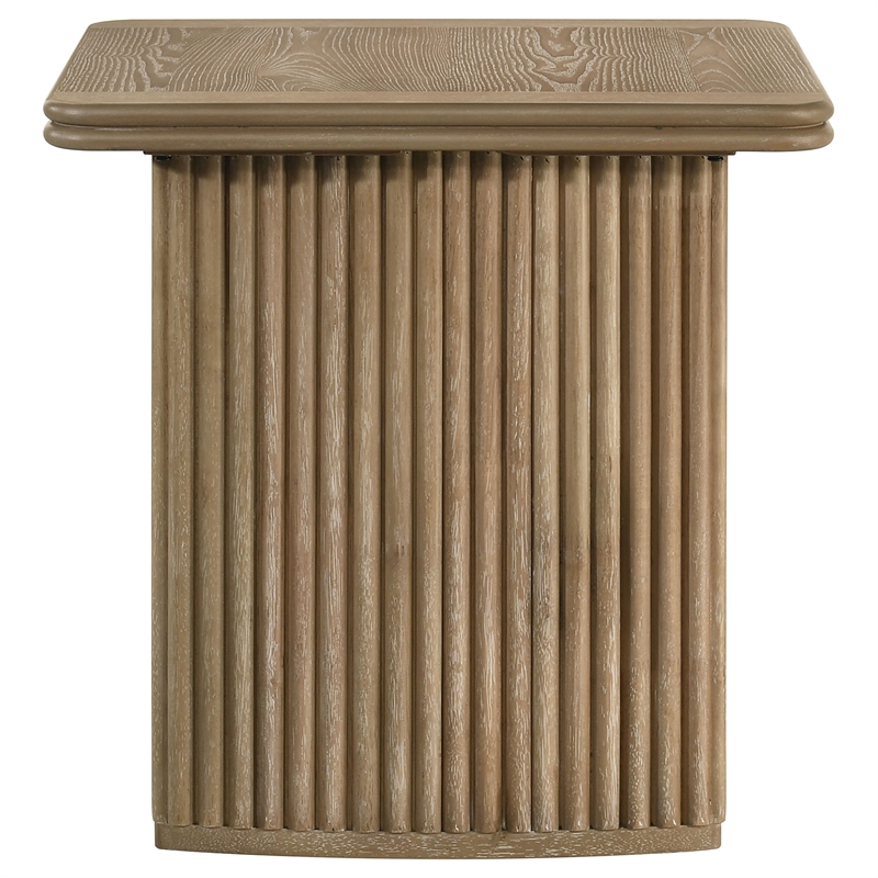 Pemberly Row Square Wood Side End Table in Distressed Light Brown