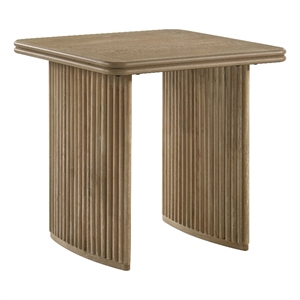 Pemberly Row Square Wood Side End Table in Distressed Light Brown