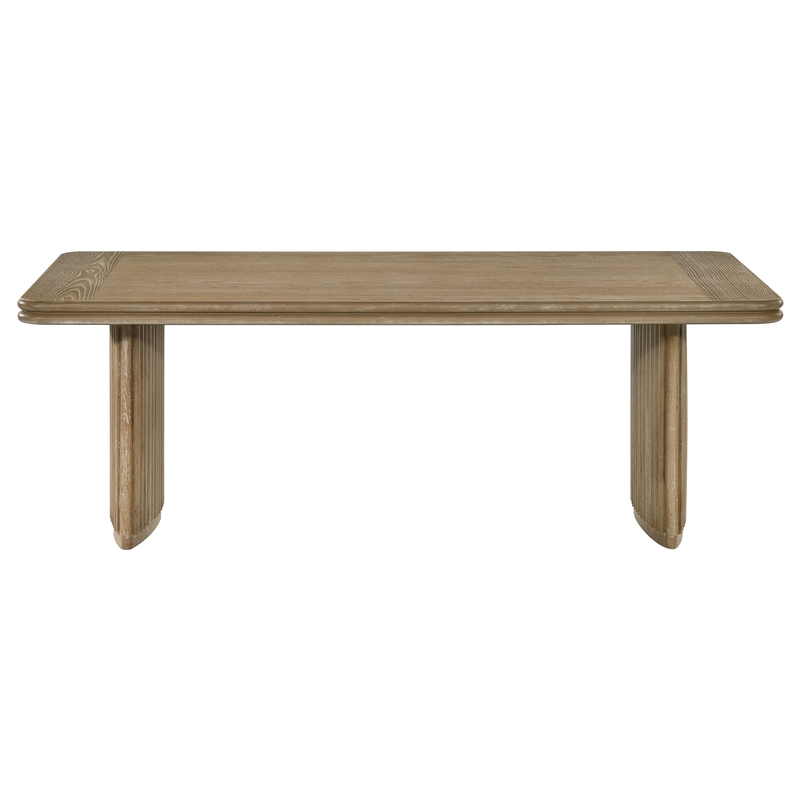 Pemberly Row Transitional Wood Coffee Table in Distressed Light Brown