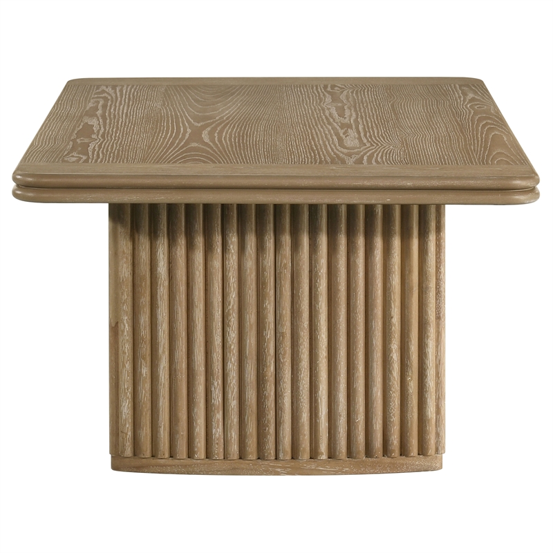 Pemberly Row Transitional Wood Coffee Table in Distressed Light Brown