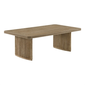 Pemberly Row Transitional Wood Coffee Table in Distressed Light Brown